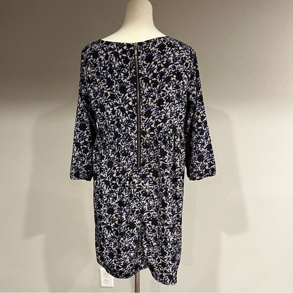 Boat neck long sleeve loose fit a-line floral mini dress - Picture 6 of 12